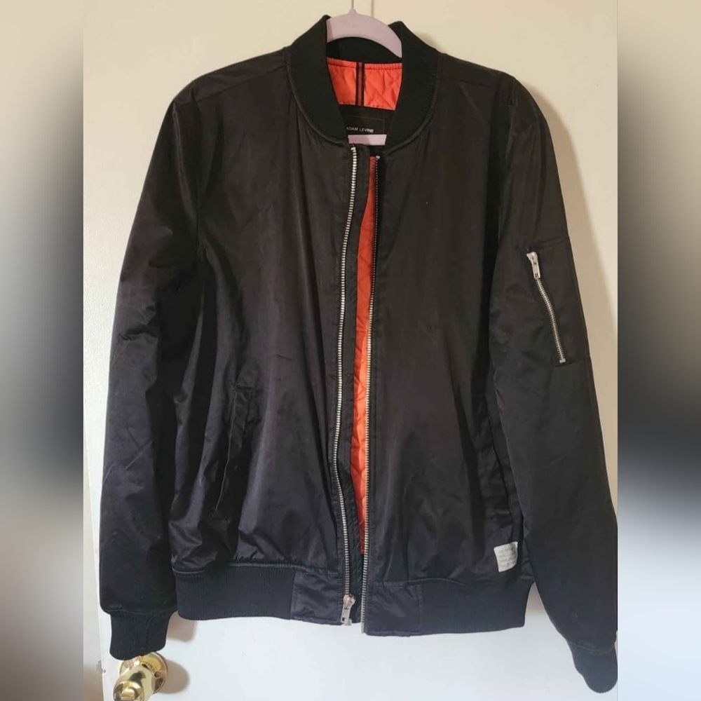 Adam Levine Collection Black and Orange Bomber Jacket